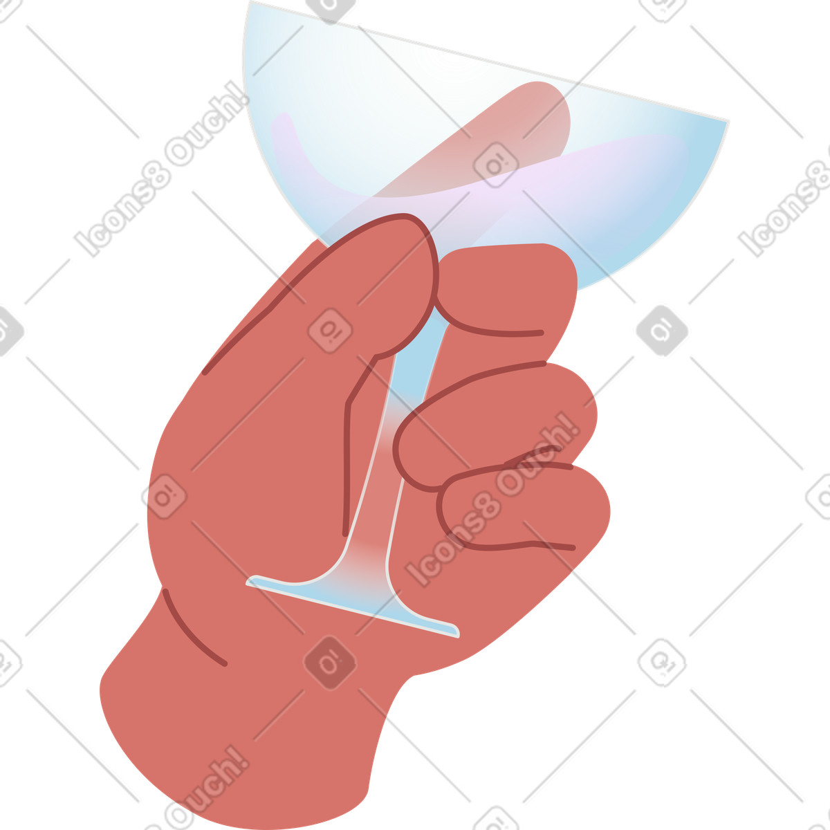 Mano con un bicchiere di vino illustrazione in stile Airy scarica in PNG, SVG