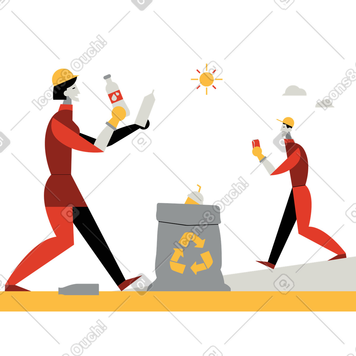 Ilustração de Catando lixo em no estilo Burgundy para baixar em PNG, SVG