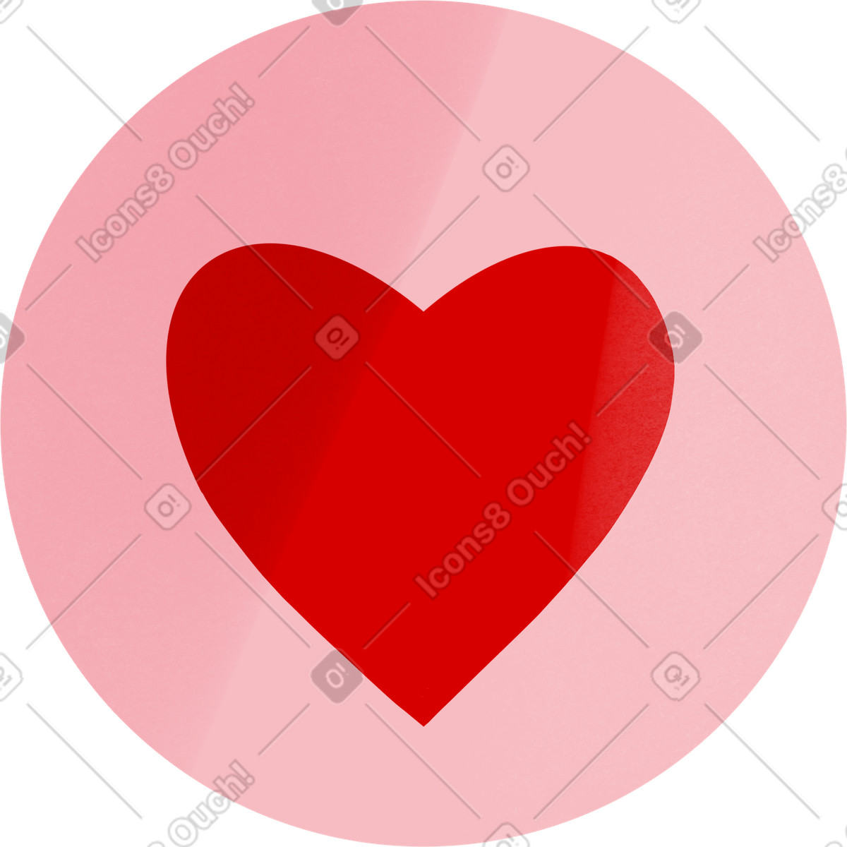 Pink icon with heart illustration in Shine style download in PNG, SVG