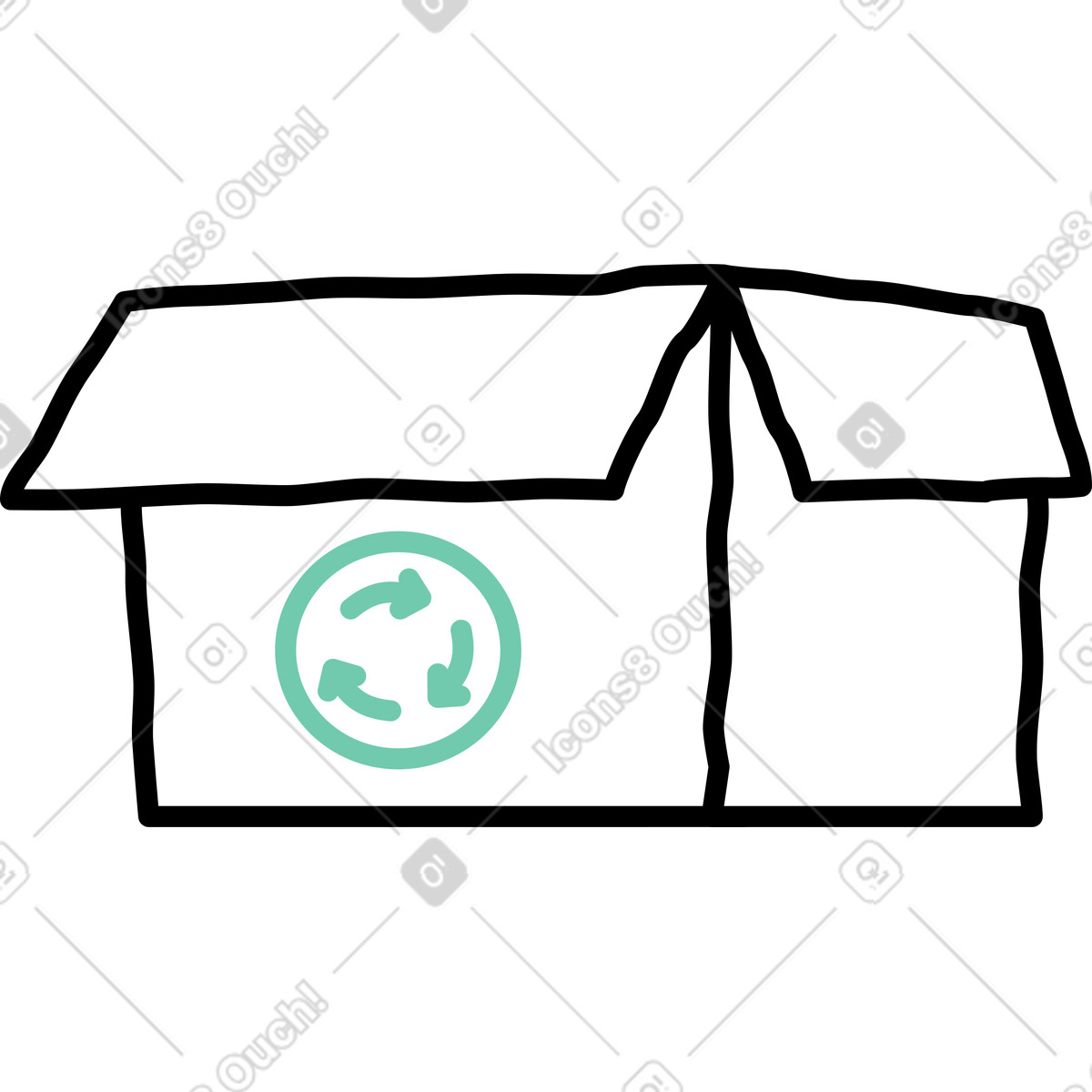 Recycling-box-Illustration im Notes-Stil als Download in PNG, SVG