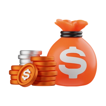 A money bag and coins - 3D Kit style illustration