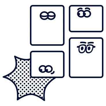 Various cartoon eyes in a grid layout - Blink style illustration