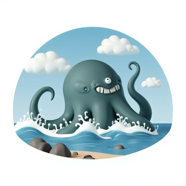 A giant sea creature emerging from the ocean, ready to be illustrated on a card