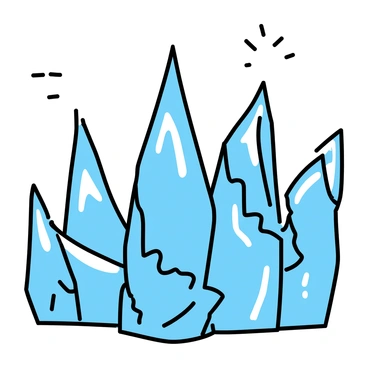 Close-up of crystal-like ice formations with sharp, jagged edges, reflecting light and glistening under the bright Antarctic sun. The ice displays shades of blue and white, creating a striking contrast against the clear sky. Each formation has intricate patterns, resembling delicate sculptures formed by nature. The sun casts intricate shadows, enhancing the three-dimensionality of the ice structures.