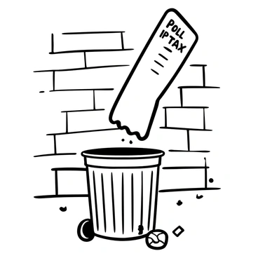 An old, crumpled poll tax receipt being thrown into a trash can