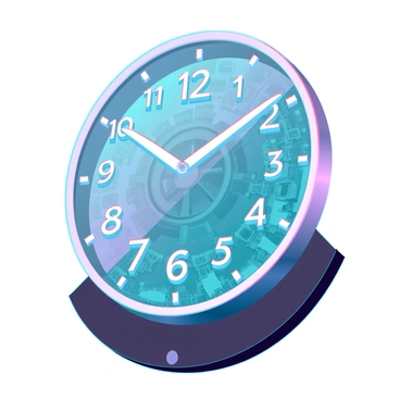 A round clock mounted on a sleek black surface, featuring diverse cultural symbols instead of traditional numbers. Each symbol represents a different culture, intricately designed and showcasing unique artistry. Behind the transparent glass face, intricate AI gears are visible, rotating smoothly, indicating the passage of time. The clock's hands are metallic and elegantly designed, pointing precisely to the various symbols. The background is a subtle gradient, enhancing the prominence of the clock's features.