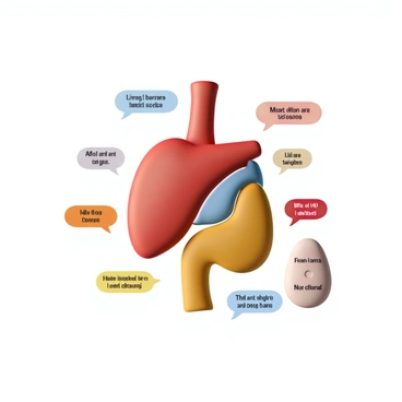 A colorful map illustrating the human internal organs, displaying each organ in distinct hues. The heart is prominently featured in vibrant red, the lungs in soft blue, and the liver in golden yellow. Each organ is clearly labeled with bold, easy-to-read fonts. Surrounding the organs are fun facts presented in colorful speech bubbles, adding an educational element to the map. The overall layout is engaging and designed for educational purposes, making it suitable for students and learners.