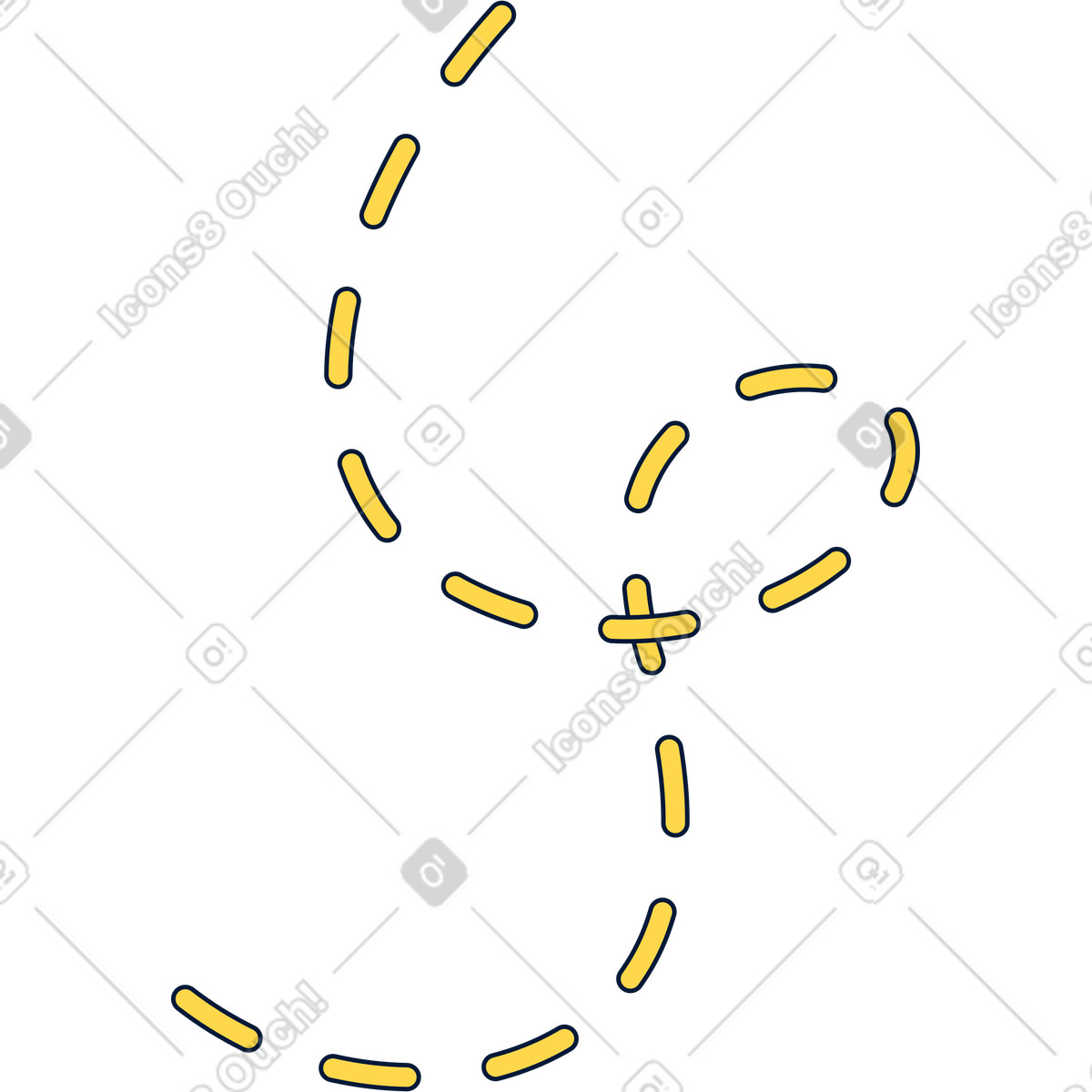 下载 Neat 风格的 Trail yellow dotted line depicting navigation course and directional movement 插画，支持 PNG、SVG 格式