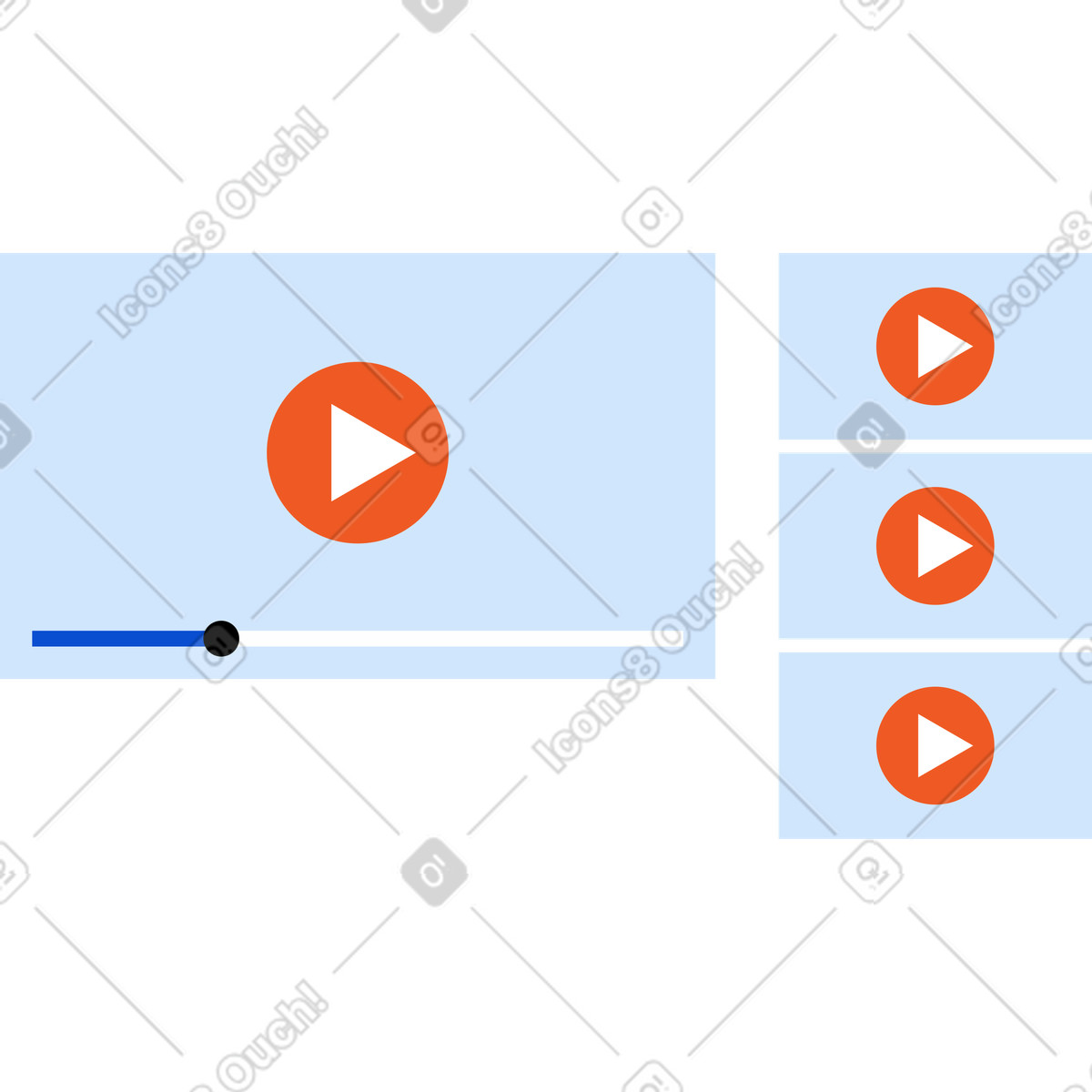 Ilustración Interfaz de reproductor video en estilo Tiny a descargar en PNG y SVG