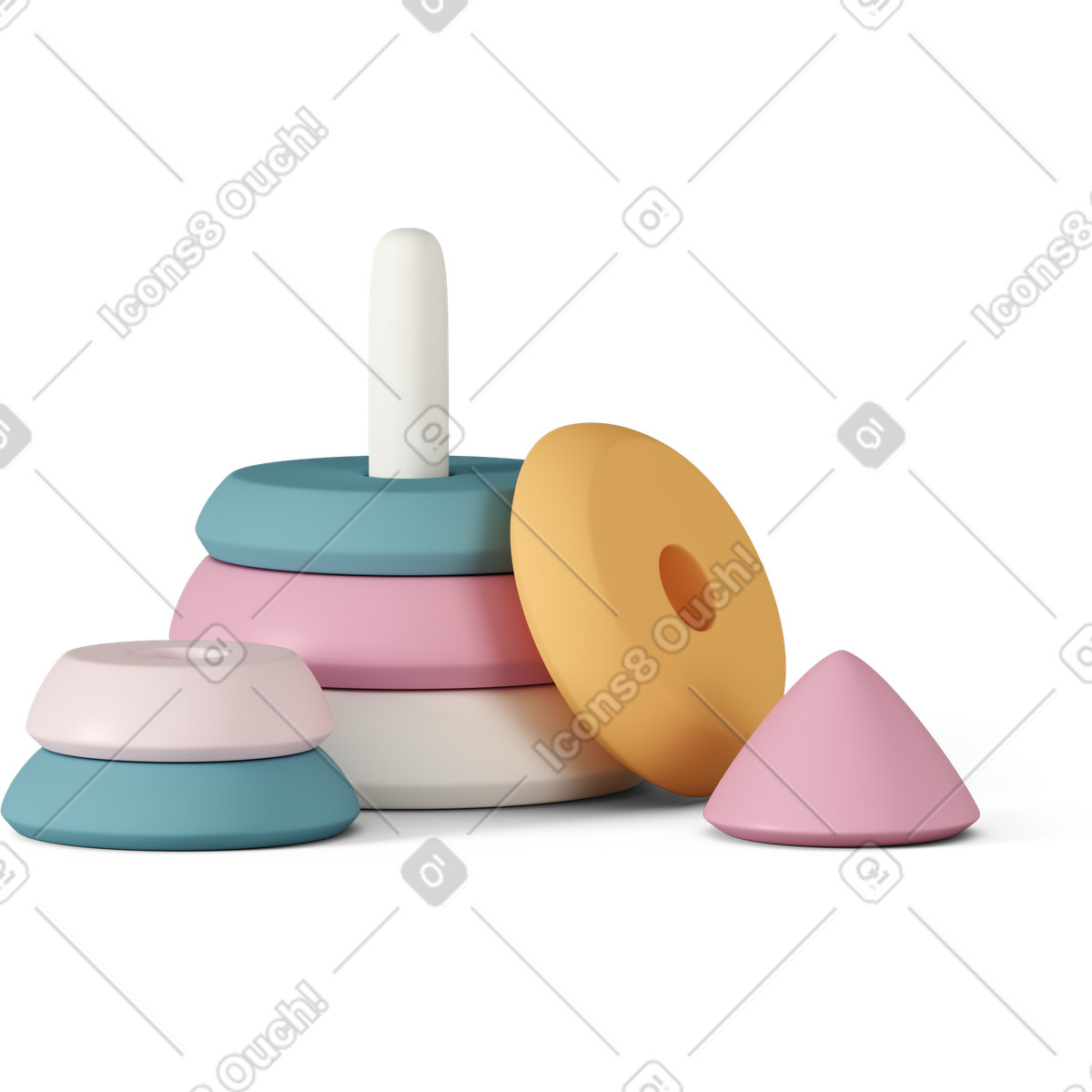 下载 3D Casual life 风格的 Disassembled stacking toy 插画，支持 PNG、SVG 格式