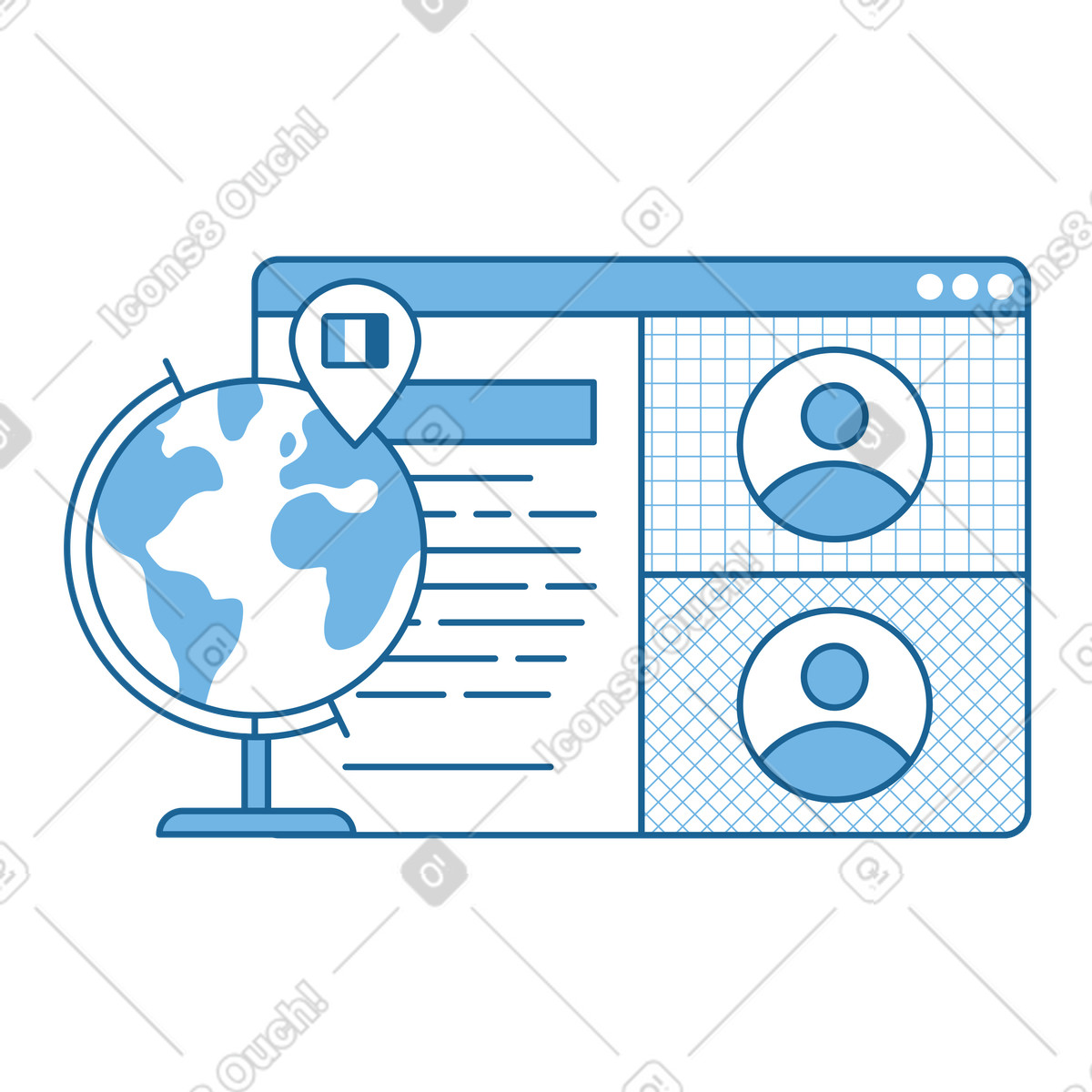 Online language learning platform illustration in PNG, SVG