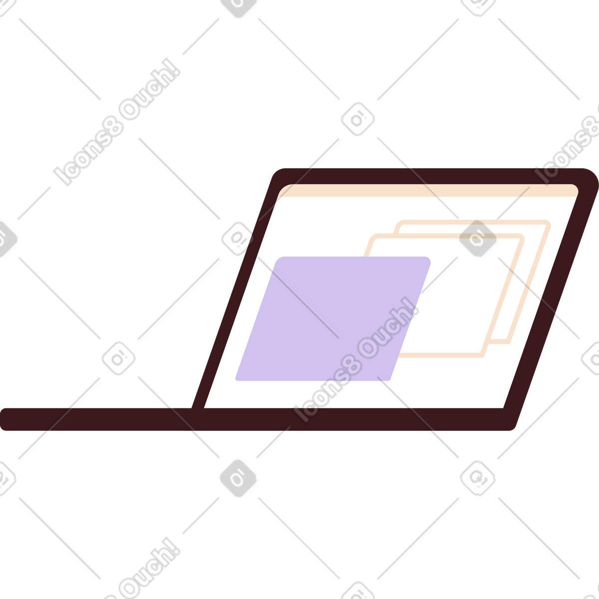 Laptop aperto illustrazione in stile Folks scarica in PNG, SVG