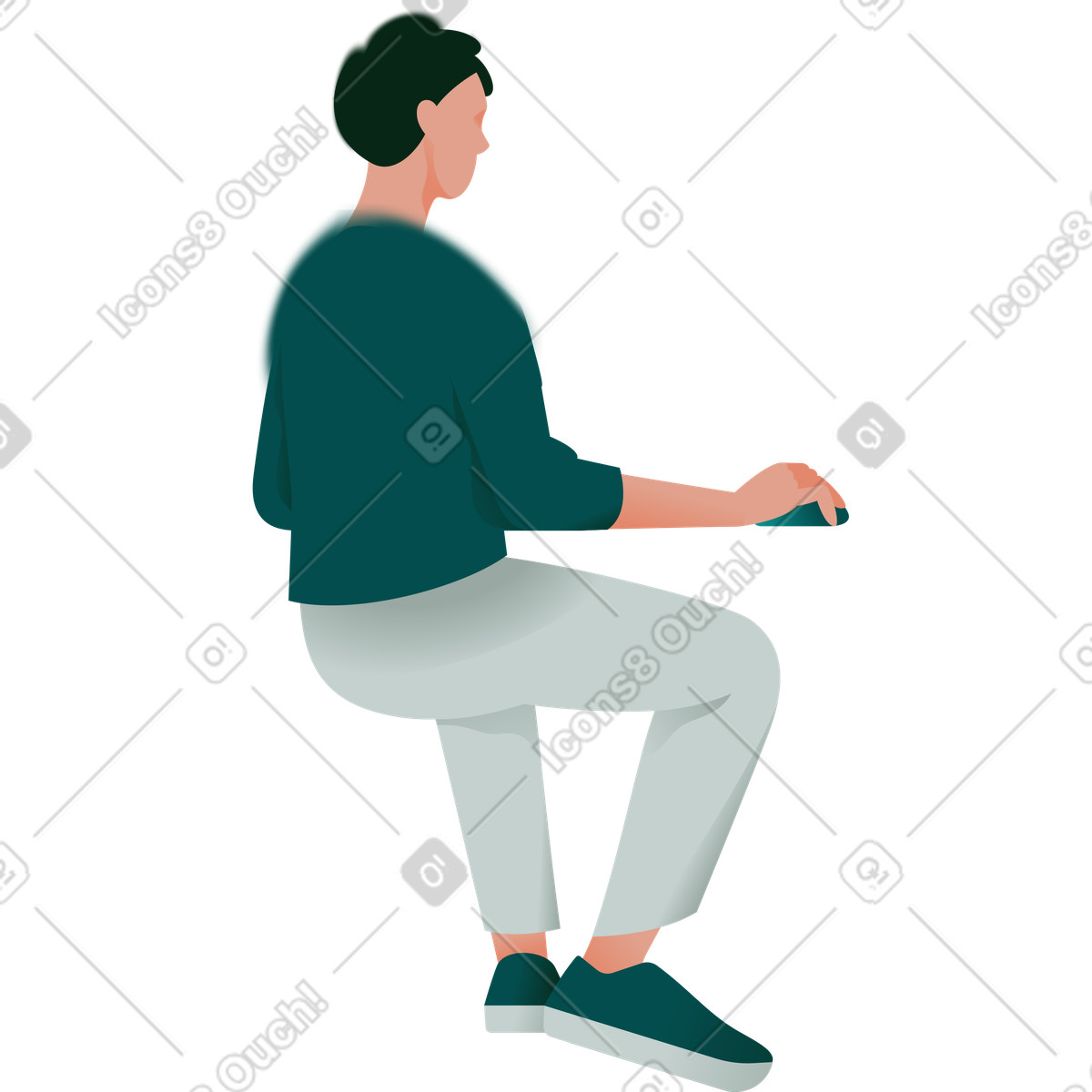 Ilustración Hombre sentado de espaldas en estilo Office a descargar en PNG y SVG