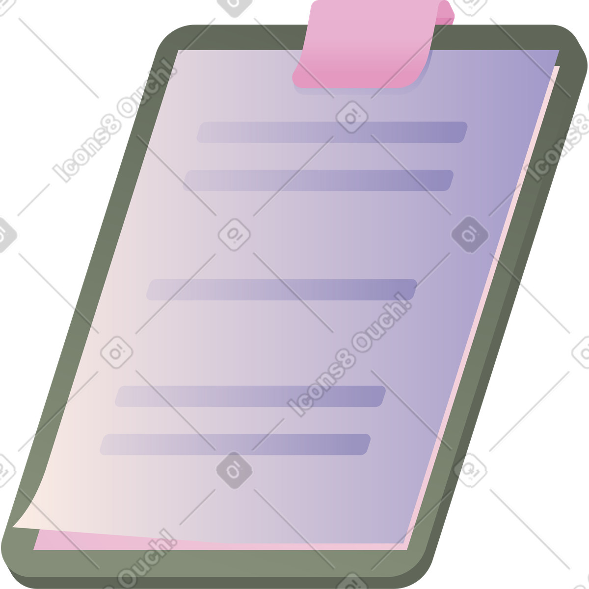 Zwischenablage mit papieren-Illustration im Coworking-Stil als Download in PNG, SVG
