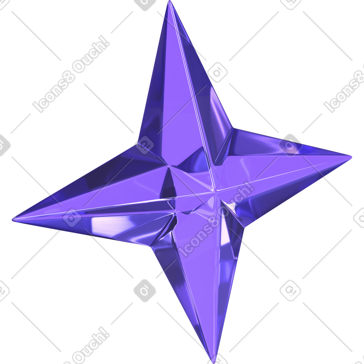 Ilustración Estrella facetada morada, característica principal destacada, elemento central de diseño ia en estilo 3D Boost a descargar en PNG y SVG