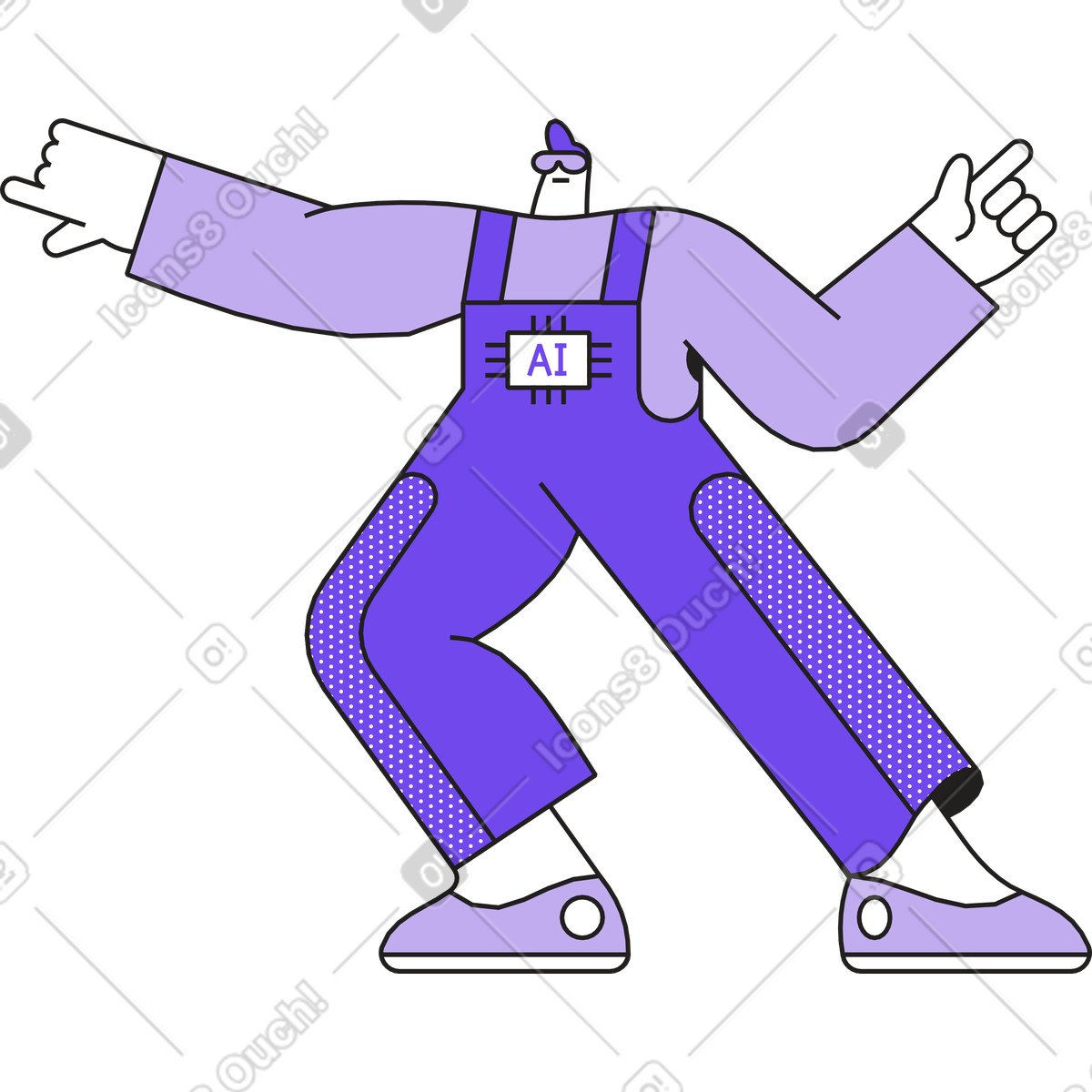 Dazzle スタイルの 人工知能を持つ男 のイラストをPNG、SVG形式でダウンロード