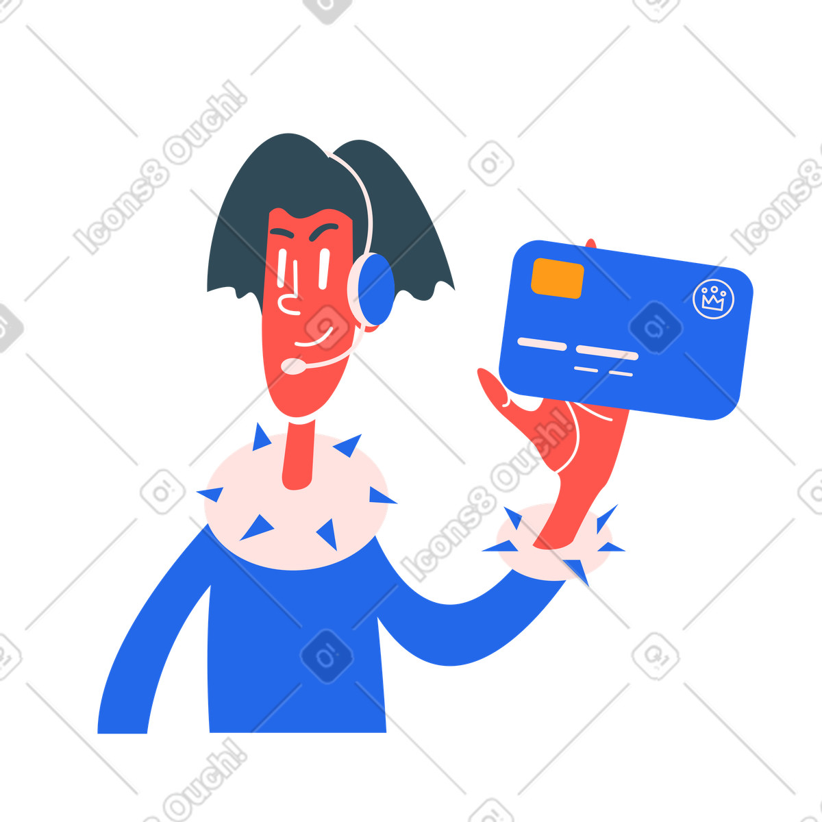 Bankberater präsentiert kreditkarte-Illustration im Kingdom-Stil als Download in PNG, SVG