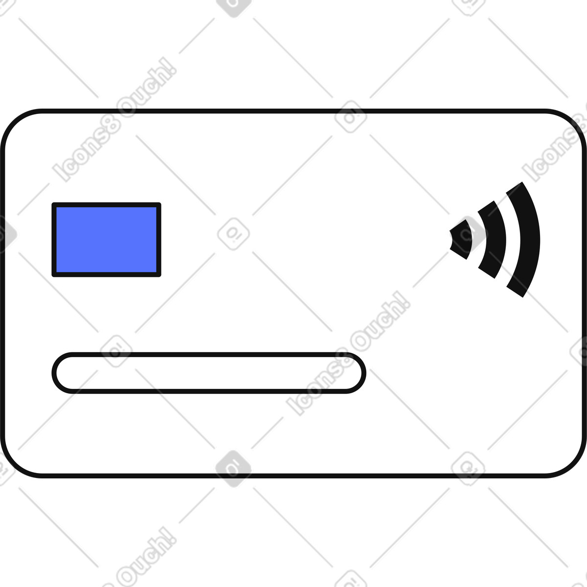Illustration Credit card contactless payment symbol for wireless tap transactions dans le style Main à télécharger aux formats PNG, SVG