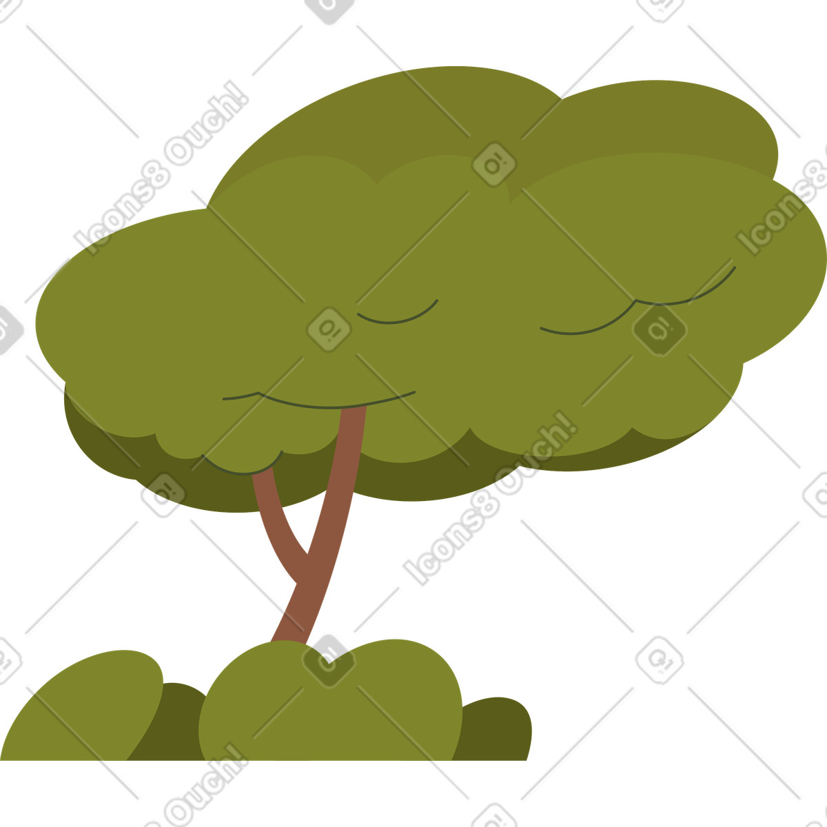 下载 Dizzy 风格的 Green grass into a lush tree 插画，支持 PNG、SVG 格式