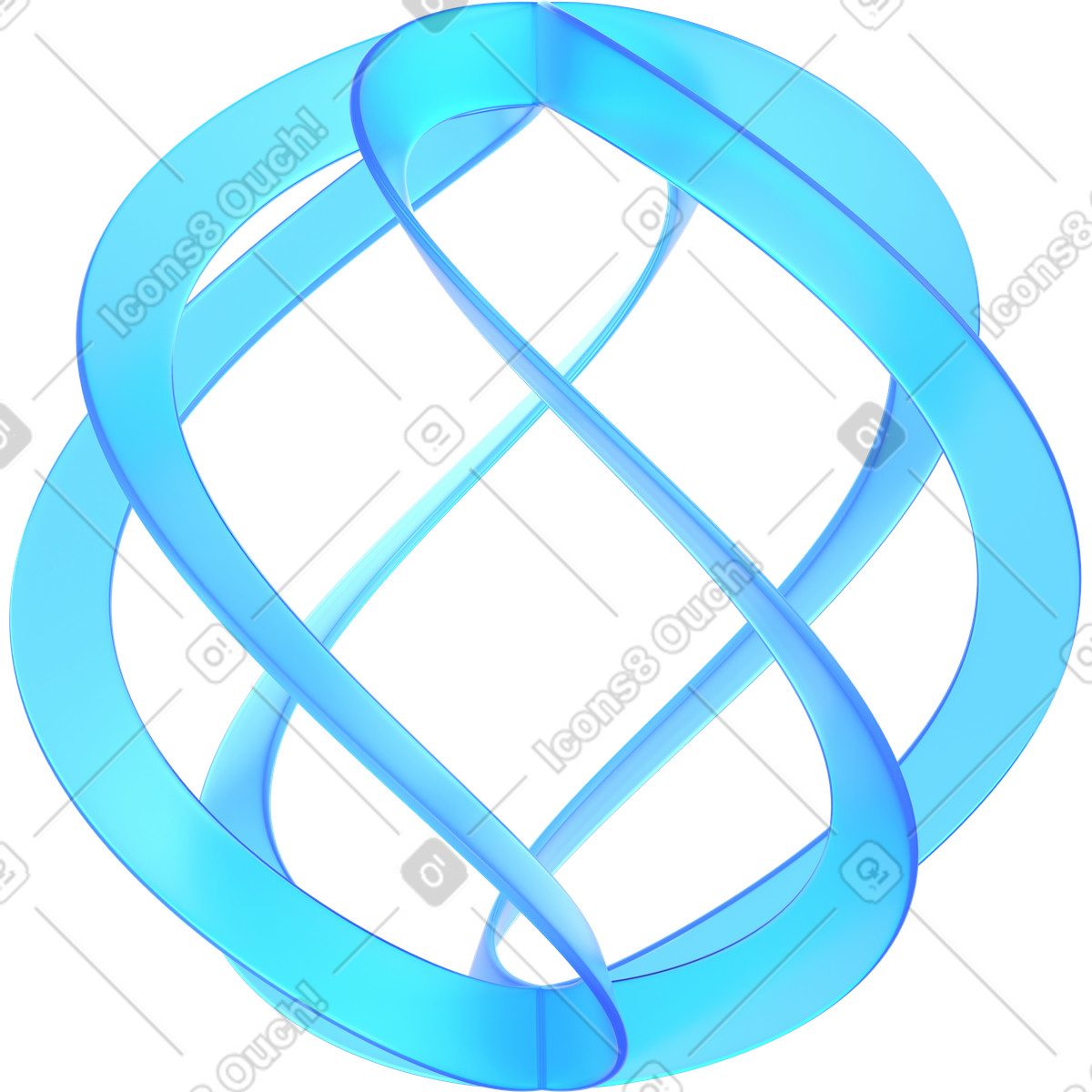 Abstract bended blue sphere animated illustration in 3D Glassy style download in GIF, Lottie (JSON), AE
