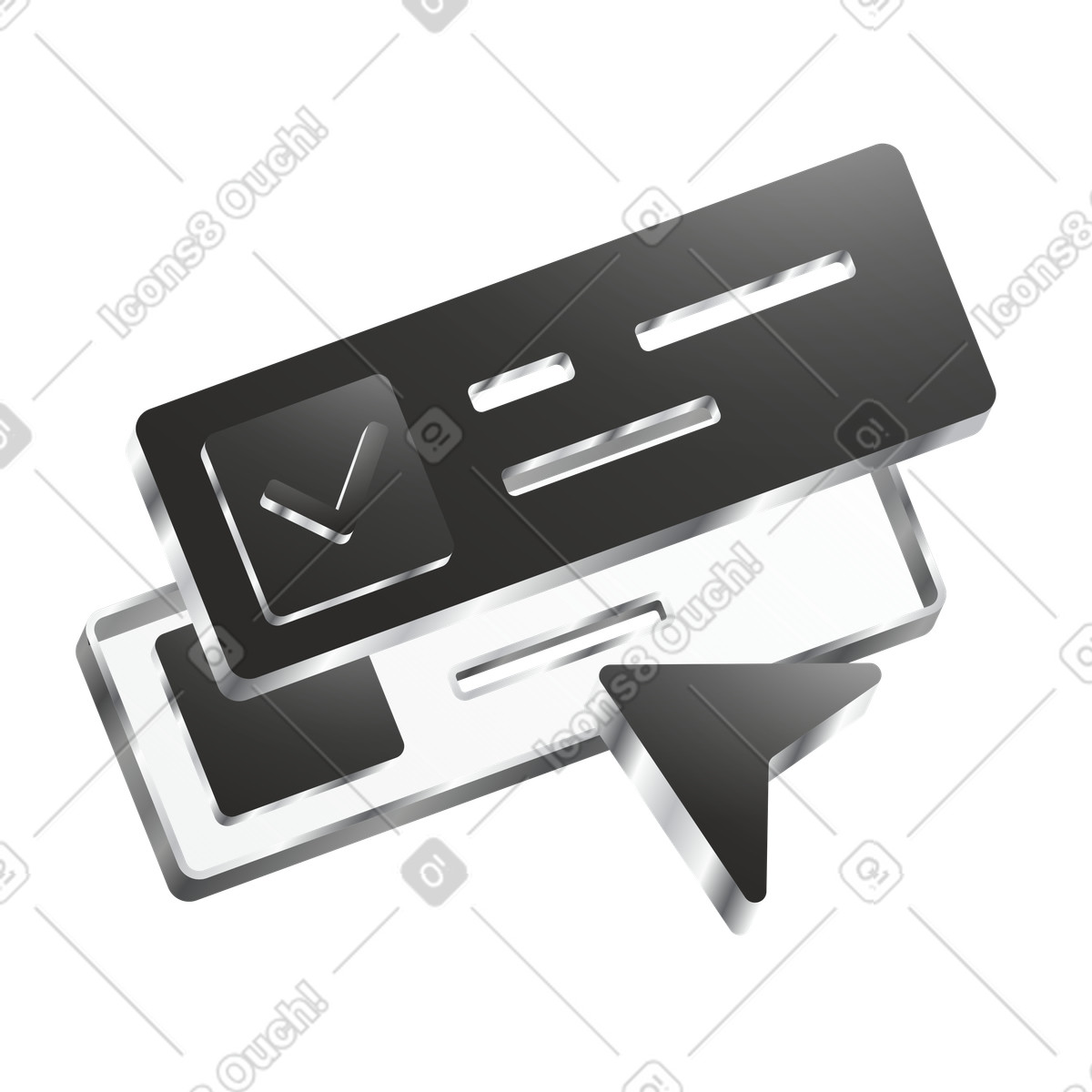 Task cards with checkmark, To-do completion and productivity illustration in Token style download in PNG, SVG