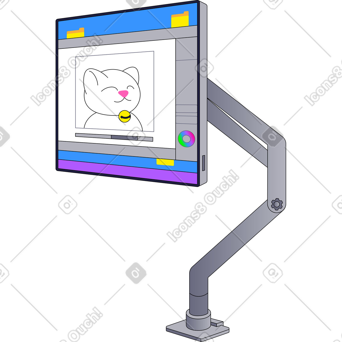 Ilustración Monitor con un programa de gráficos abierto en estilo Pop a descargar en PNG y SVG