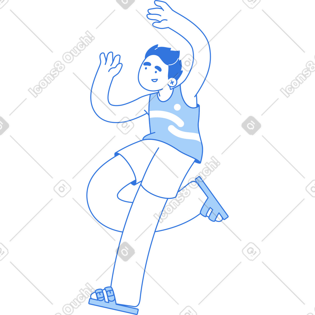 Fröhlicher mann mit erhobenen händen-Illustration im Sky-Stil als Download in PNG, SVG