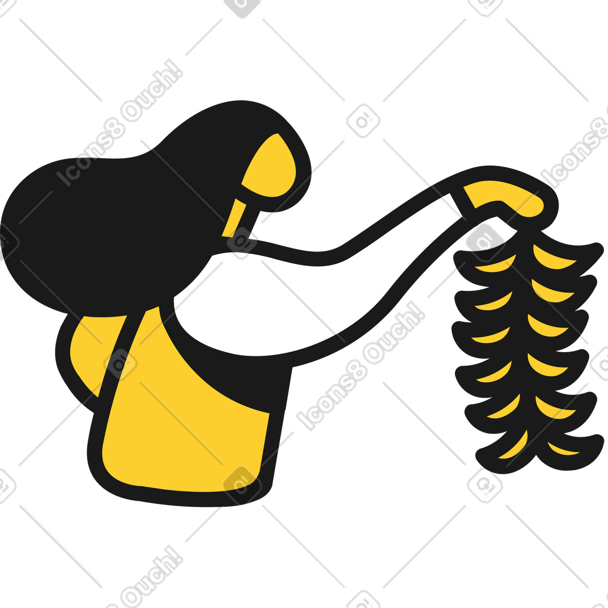 Little woman with bananas illustration in Taxi style download in PNG, SVG
