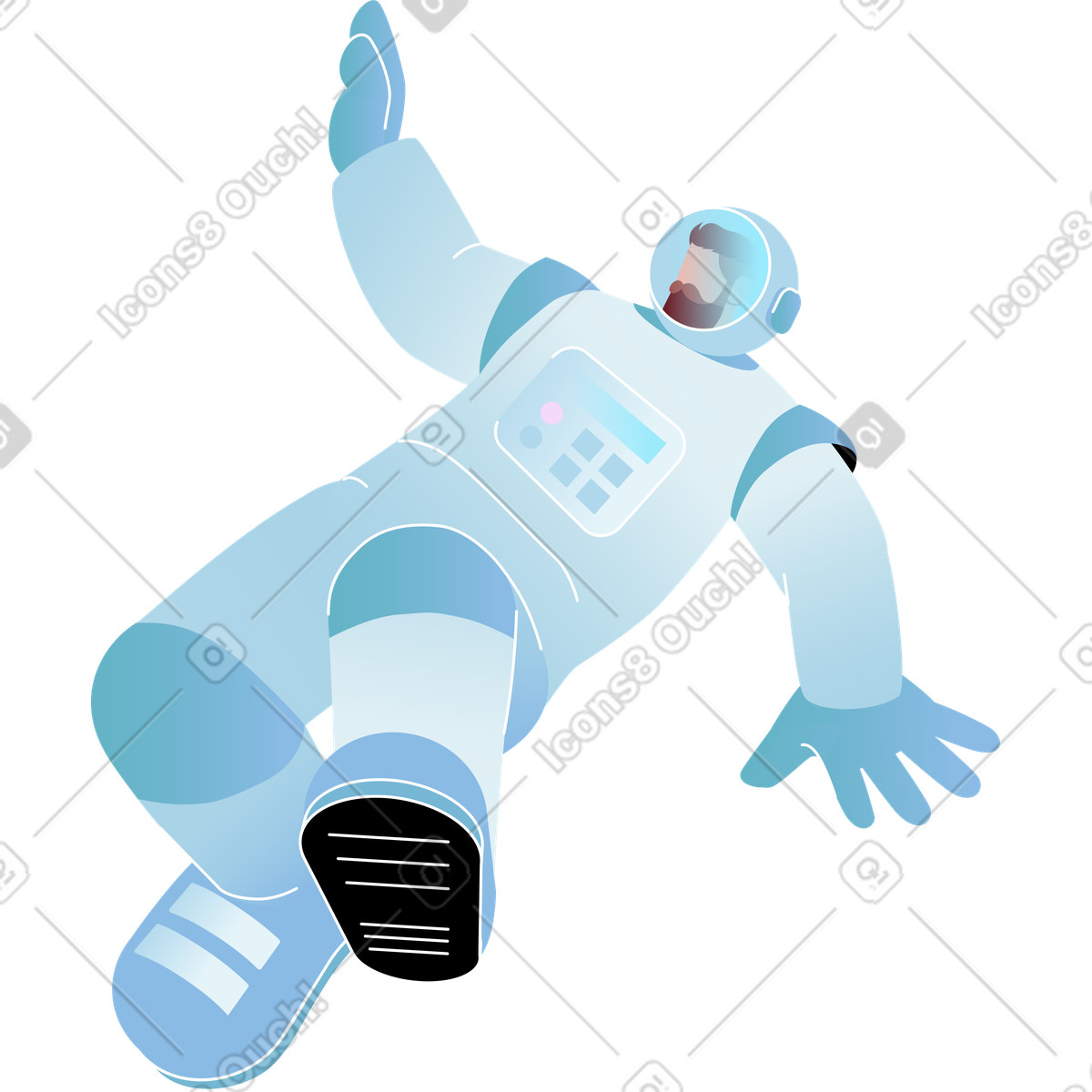 Fliegender astronaut-Illustration im Airy-Stil als Download in PNG, SVG