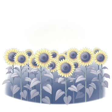 A wide field filled with sunflowers, each flower standing tall and vibrant. The sunflowers have large, circular heads facing upward, showcasing their intricate seed patterns. The green stems are sturdy, supporting the bright blooms. In the background, a clear sky stretches overhead, devoid of clouds, providing an expansive view over the field. The scene captures the fullness and life of the blooming sunflowers against the open sky.