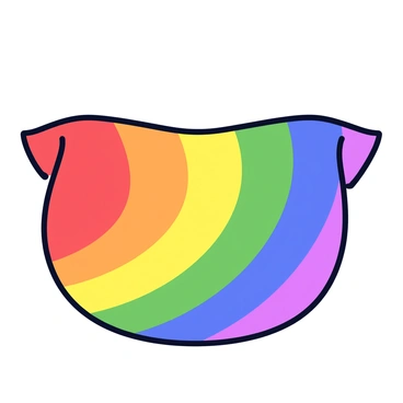 A close-up of a tongue painted in a rainbow of vibrant colors