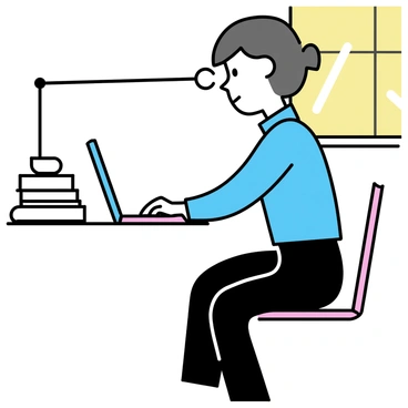 An office worker, wearing a light blue shirt and black trousers, is sitting at a desk. The desk is cluttered with paperwork and a laptop. The worker is performing face pull exercises using a resistance band, which is anchored to the side of the desk. The worker has a focused expression, with their elbows bent and hands pulling the band towards their face. Sunlight is streaming through a nearby window, casting a warm glow in the office space.
