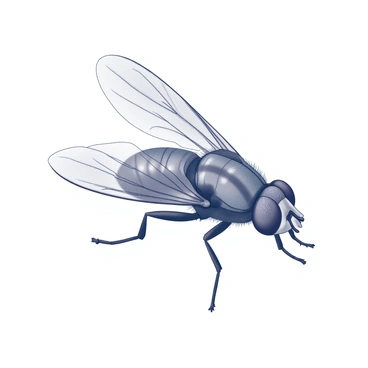 A close-up view of a fruit fly, showcasing its delicate wing structures. The wings are transparent and exhibit intricate patterns, with fine veins and textures visible. The body of the fruit fly is small and elongated, with distinct features like large compound eyes and bristles on the thorax. The background is minimal to emphasize the detailed wing patterns and the fly itself.
