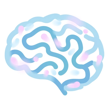 A maze designed in the shape of the "limbic system" is depicted. The pathways of the maze are intricate, twisting and turning to form a recognizable representation of the limbic system's structure. There are various dead ends scattered throughout the maze, creating a complex network. The maze is surrounded by soft, gradient pastel colors that enhance the visual appeal of the design, contributing to a calming atmosphere. The pathways are clearly defined, with contrasting colors to distinguish between the routes and dead ends.