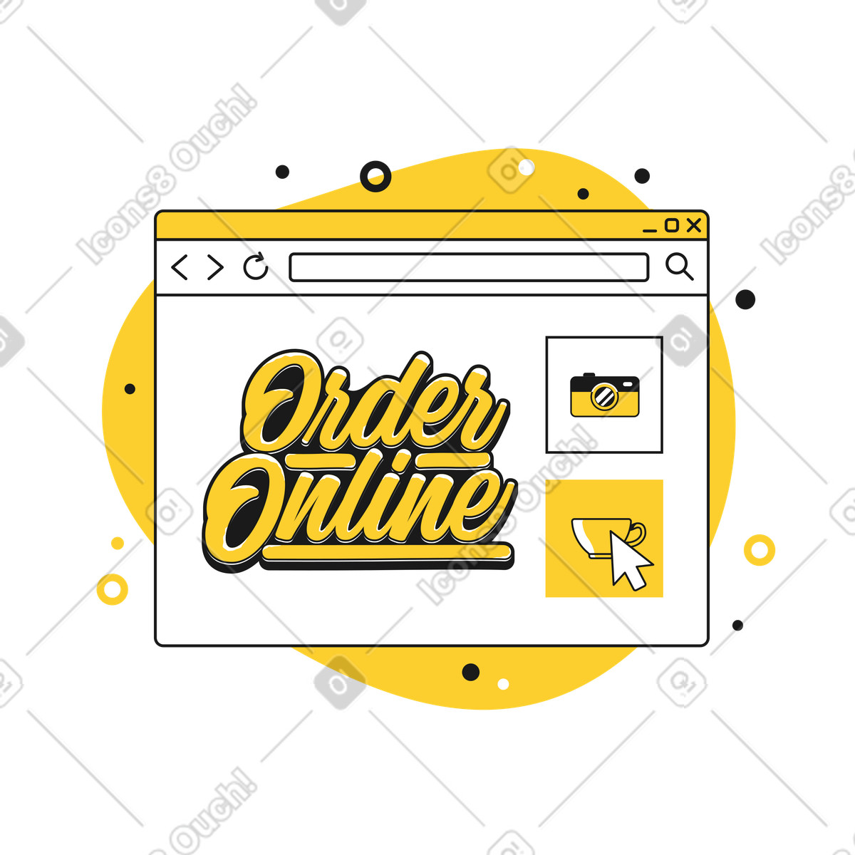 Pagina web con testo ordine online illustrazione in stile Taxi scarica in PNG, SVG