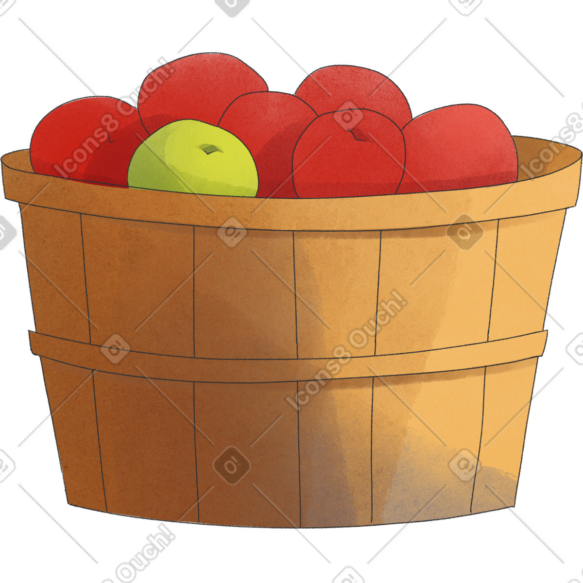下载 Seasons 风格的 Basket with apples 插画，支持 PNG、SVG 格式