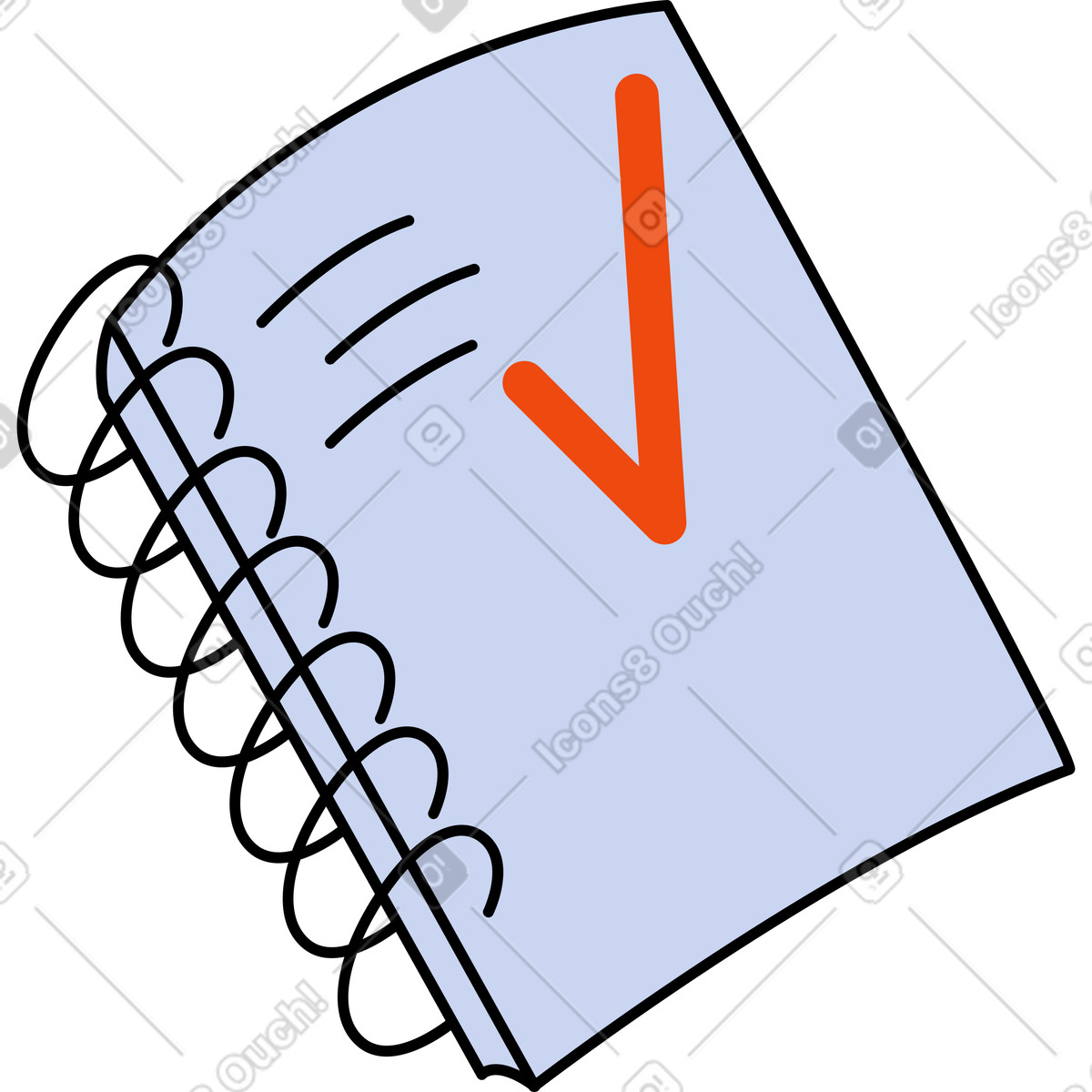 Ilustração de Notebook on rings with text and check mark em no estilo Bloom para baixar em PNG, SVG