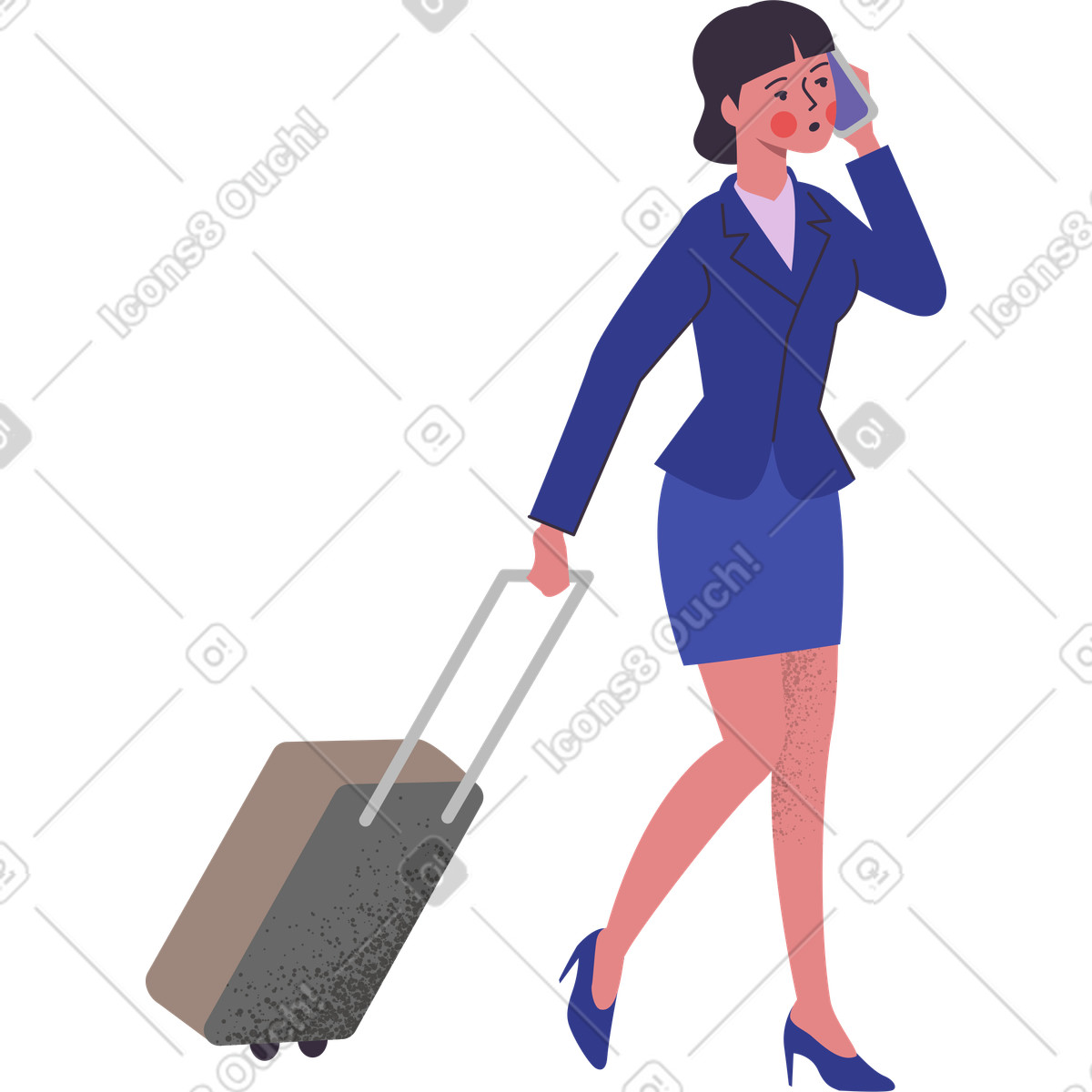 Woman in suit with bag illustration Pale style download PNG, SVG