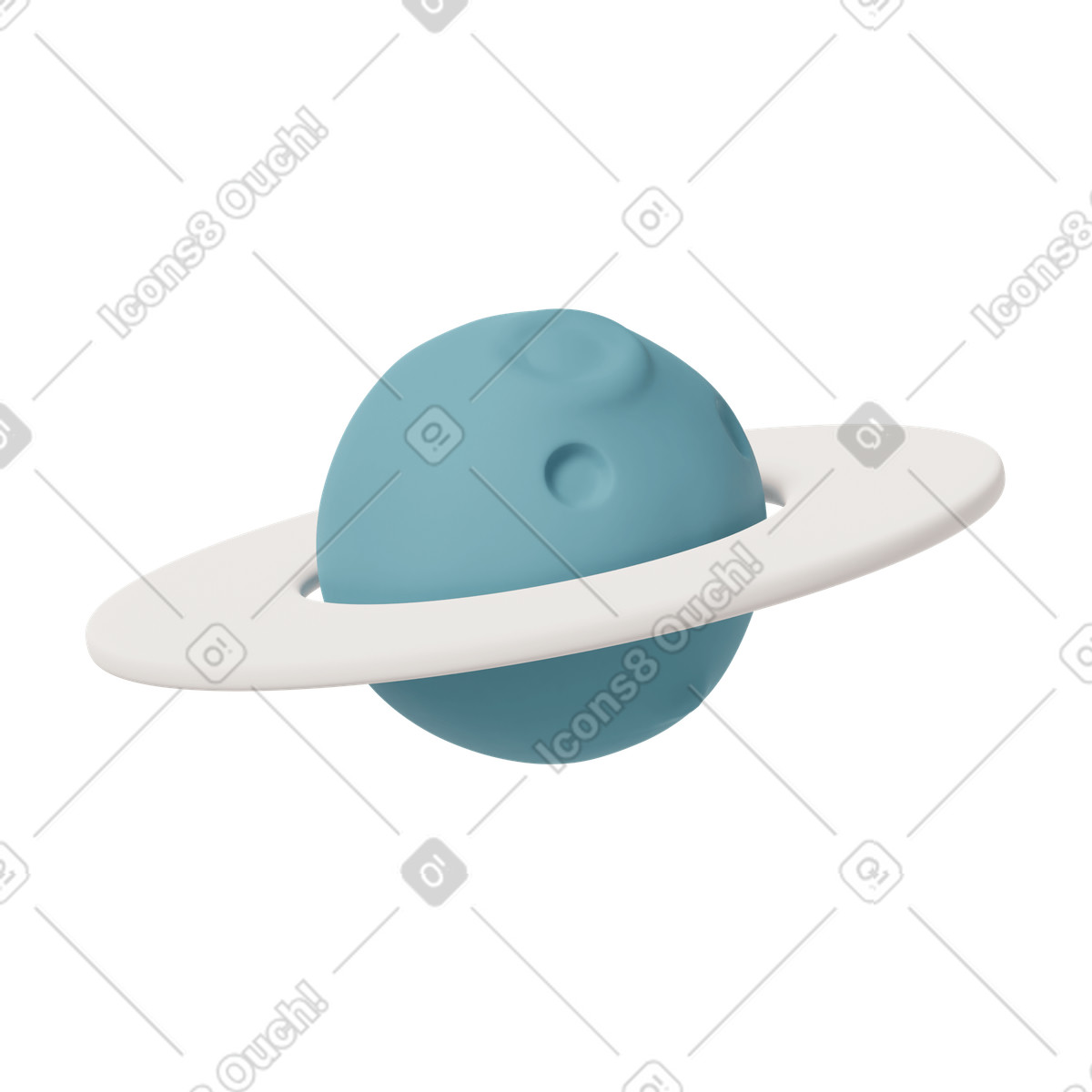 Planet with disk blue-Illustration im 3D Casual life-Stil als Download in PNG, SVG