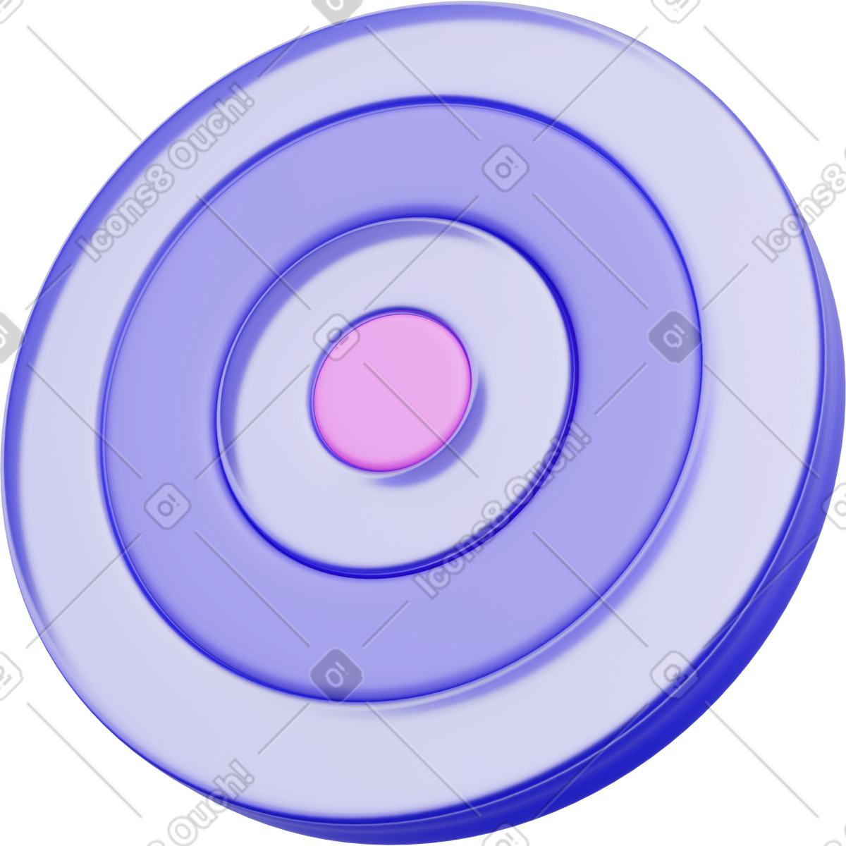 Ilustración Objetivo morado en estilo 3D Playful a descargar en PNG y SVG