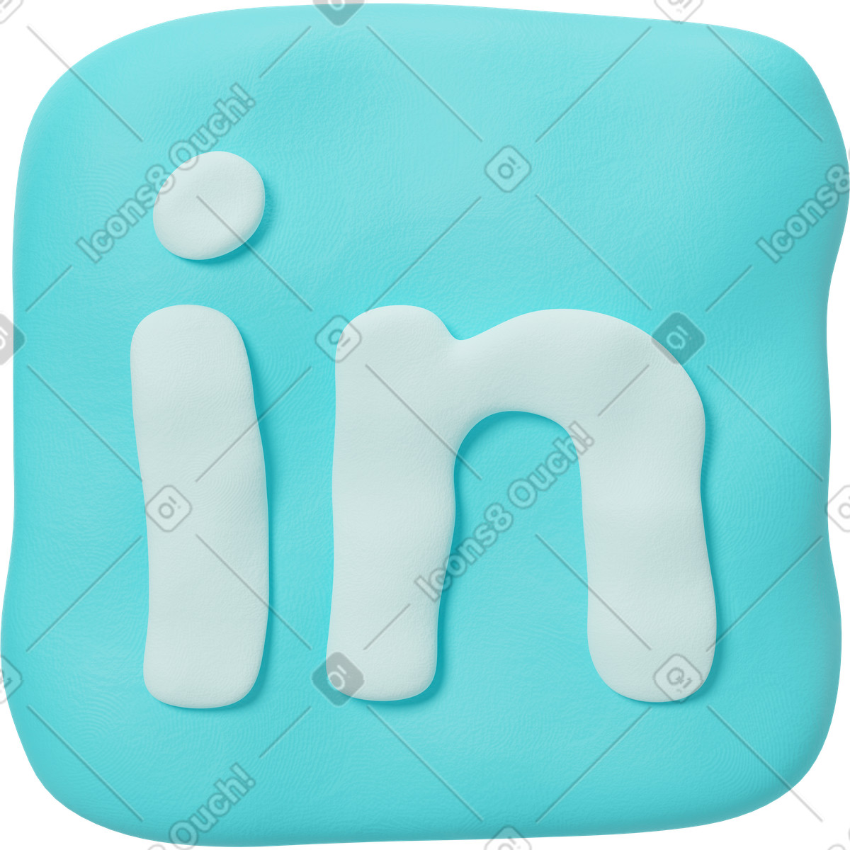 3D Plastilina 스타일의 사각 파란색 링크드인 로고 일러스트레이션 PNG, SVG 다운로드
