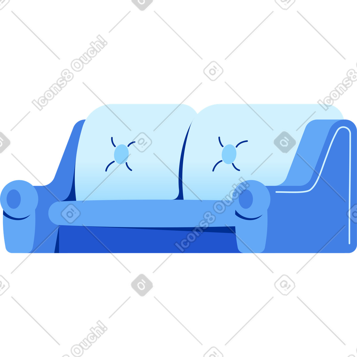 Ilustración Sofá en estilo Glossy a descargar en PNG y SVG