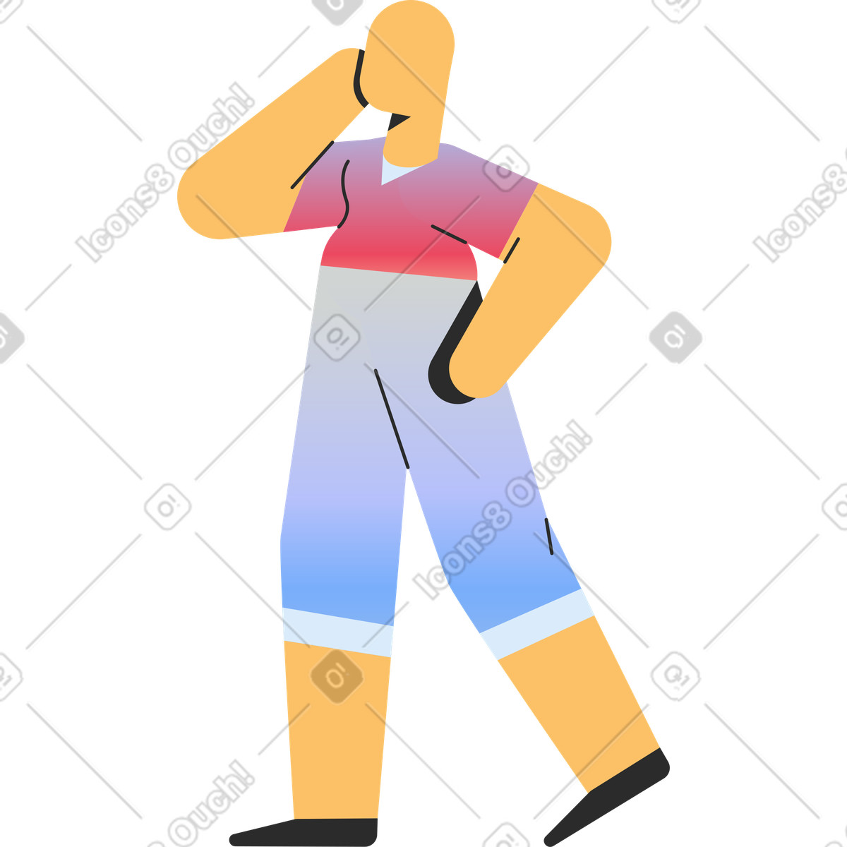 Person in kurzen hosen, stehend, seitenansicht-Illustration im Marginalia-Stil als Download PNG, SVG
