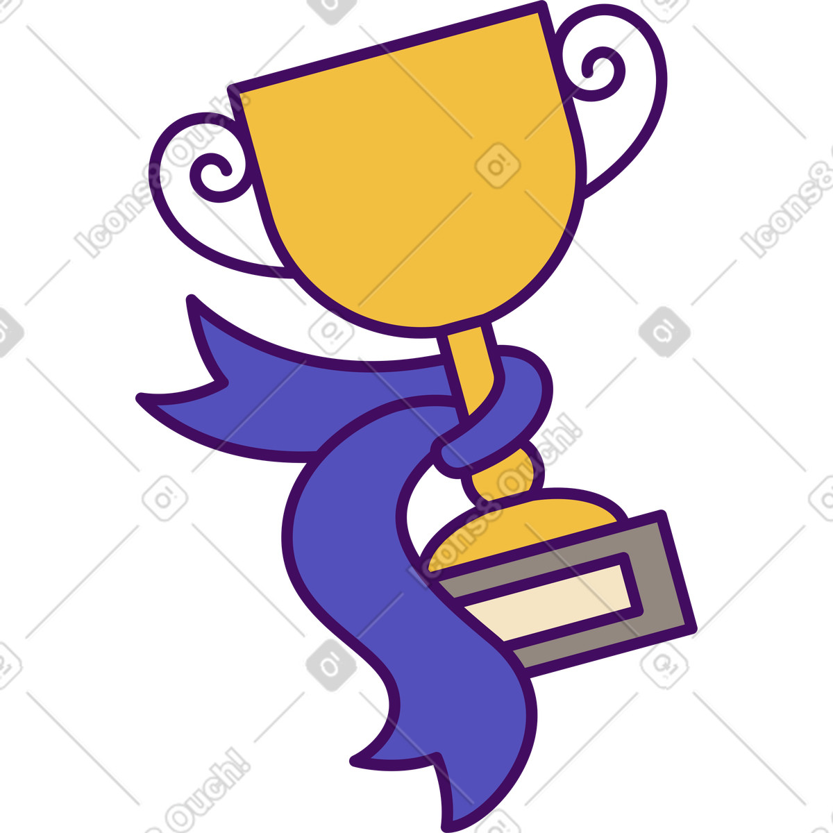下载 Simplistic 风格的 带丝带的优胜者杯 插画，支持 PNG、SVG 格式