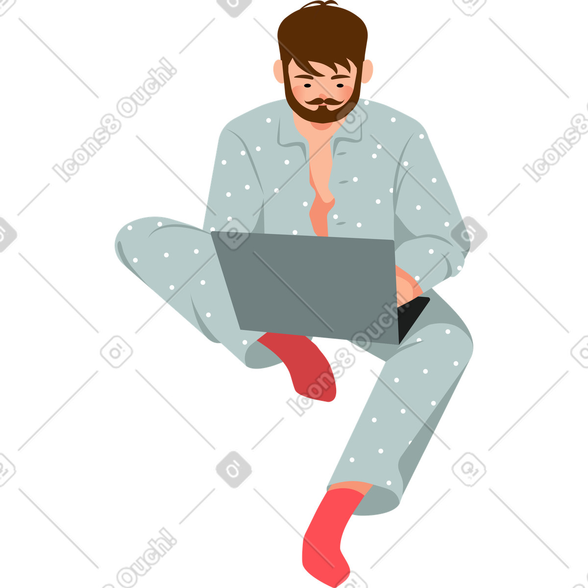 Mann mit laptop-Illustration im Lagom-Stil als Download in PNG, SVG