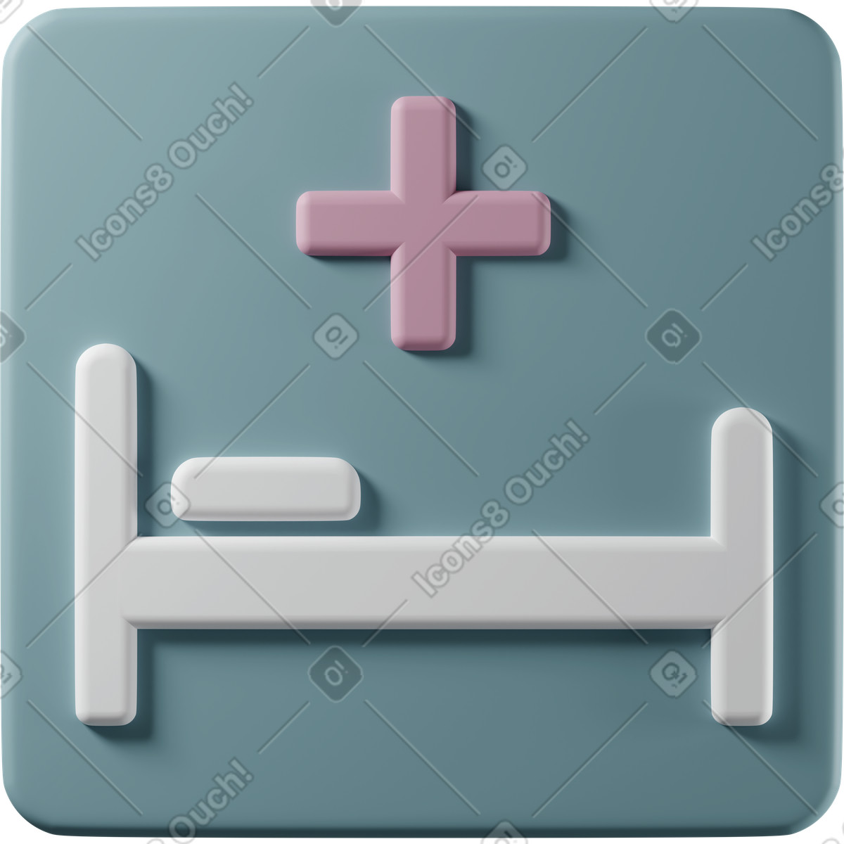 下载 3D Casual life 风格的 Hospital bed icon 插画，支持 PNG、SVG 格式