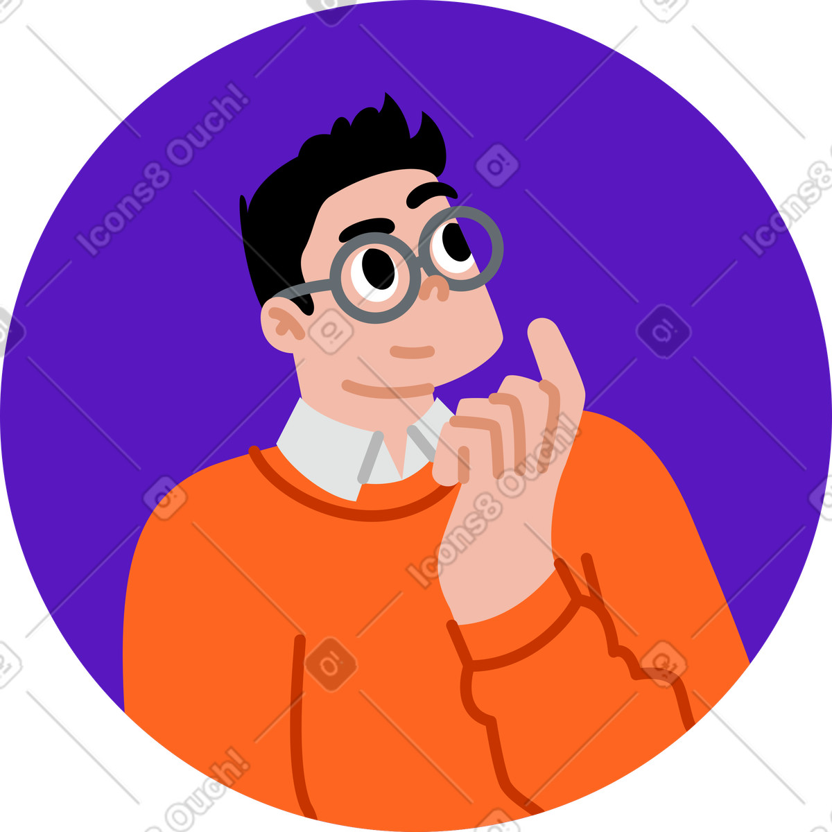 Illustration Homme pensant, avatar dans le style Active à télécharger aux formats PNG, SVG