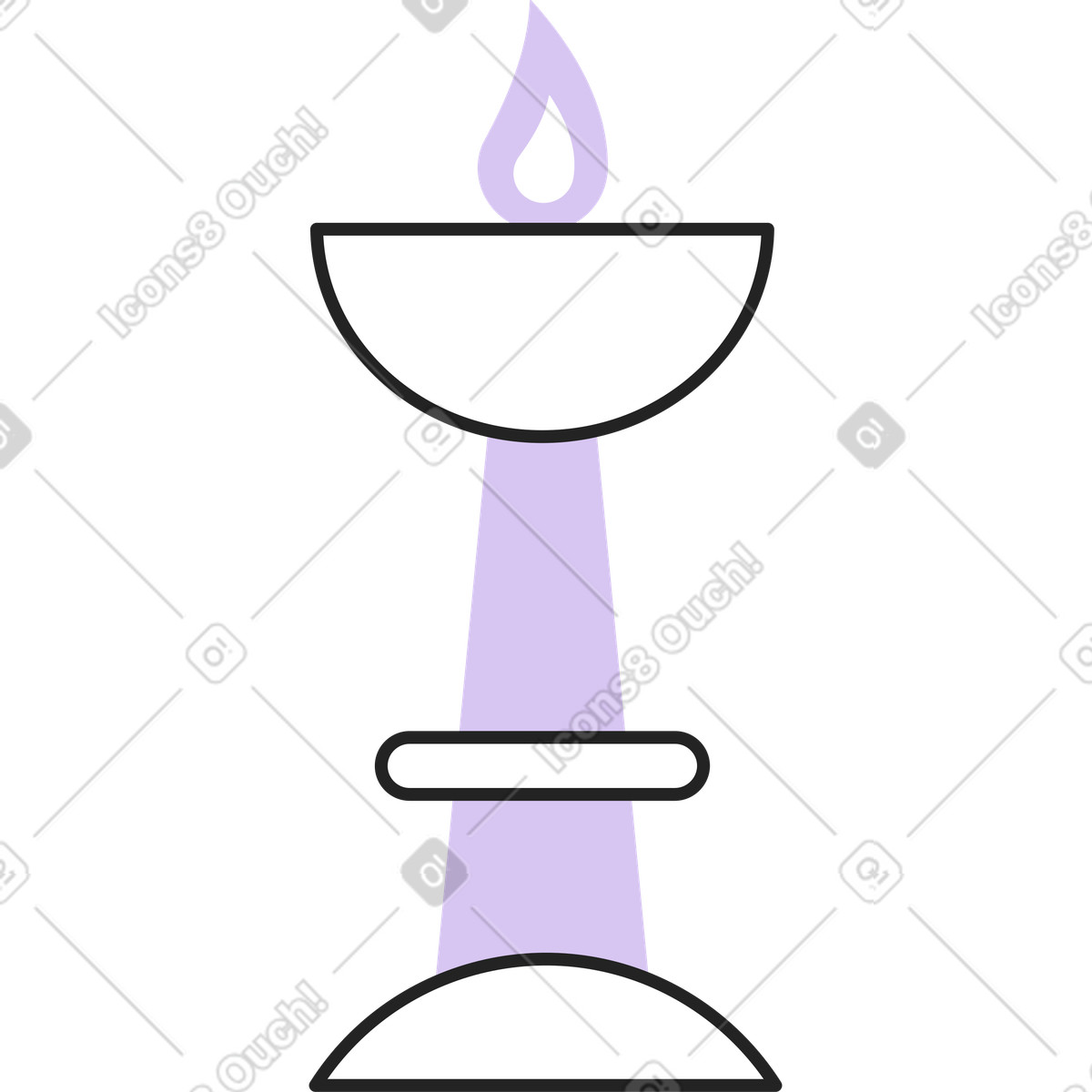 Indian candle in a bowl illustration Sammy Line style download PNG, SVG