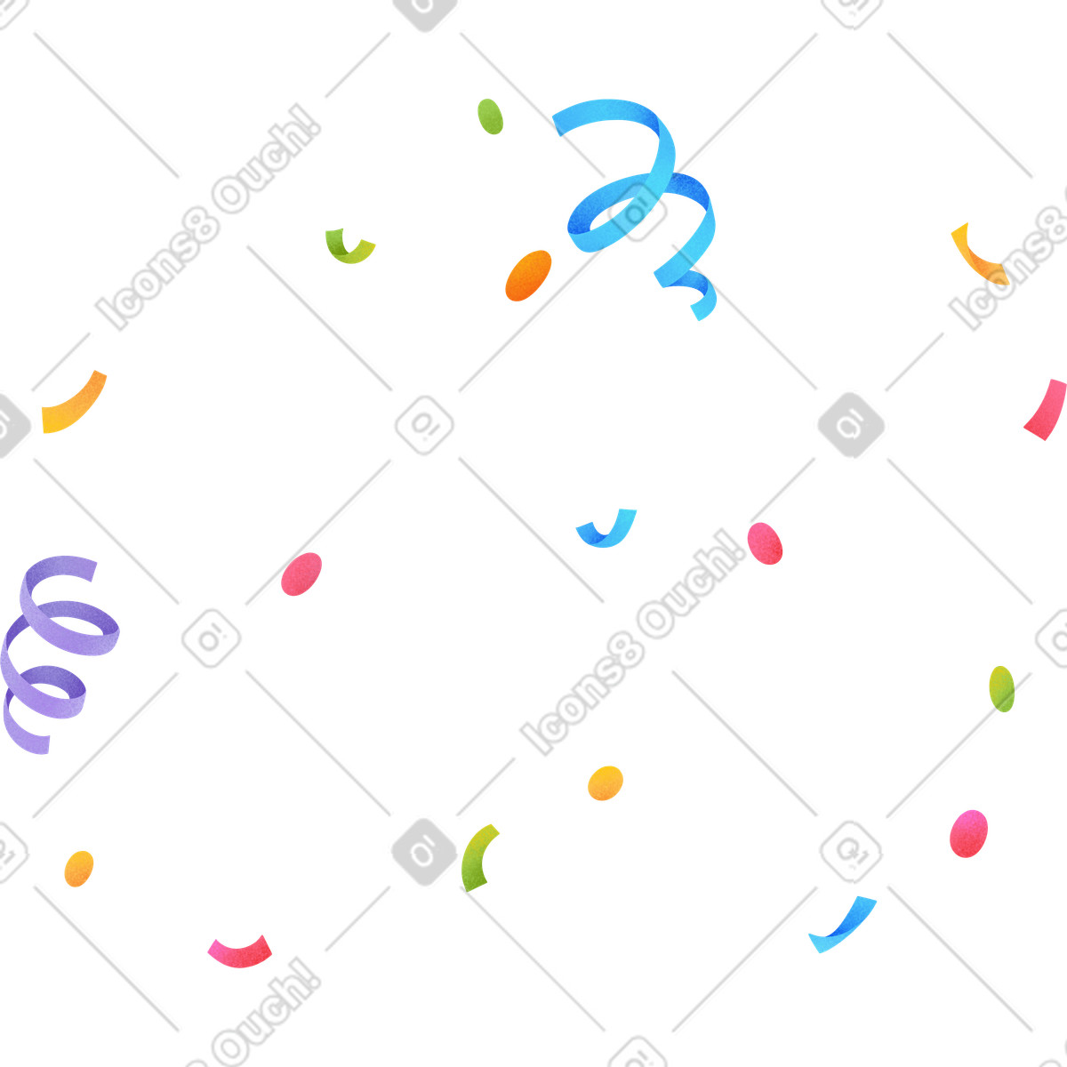 Confetti illustration showcasing vibrant colors in clipart, available as GIF and PNG