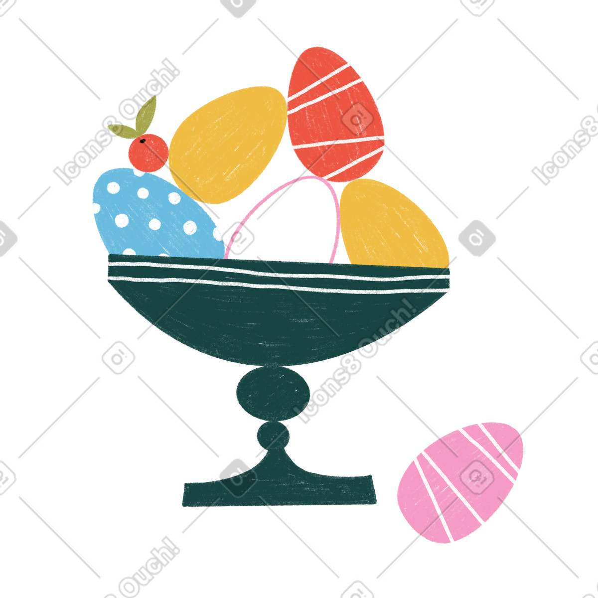 Vaso con uova di pasqua decorate illustrazione in stile Tutti scarica in PNG, SVG